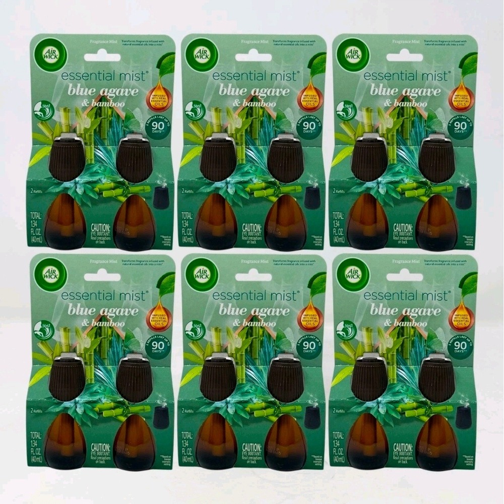 Air Wick Essential Mist Blue Agave & Bamboo Refills 6 Pack 12 Total Refills Bulk